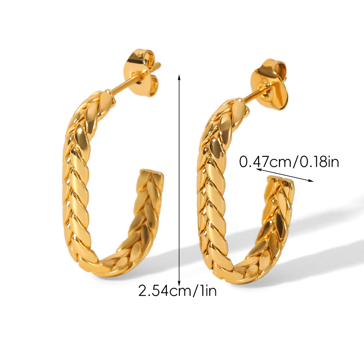 ORECCHINI TRECCIA ORO ARGENTO ACCIAO INOX 304