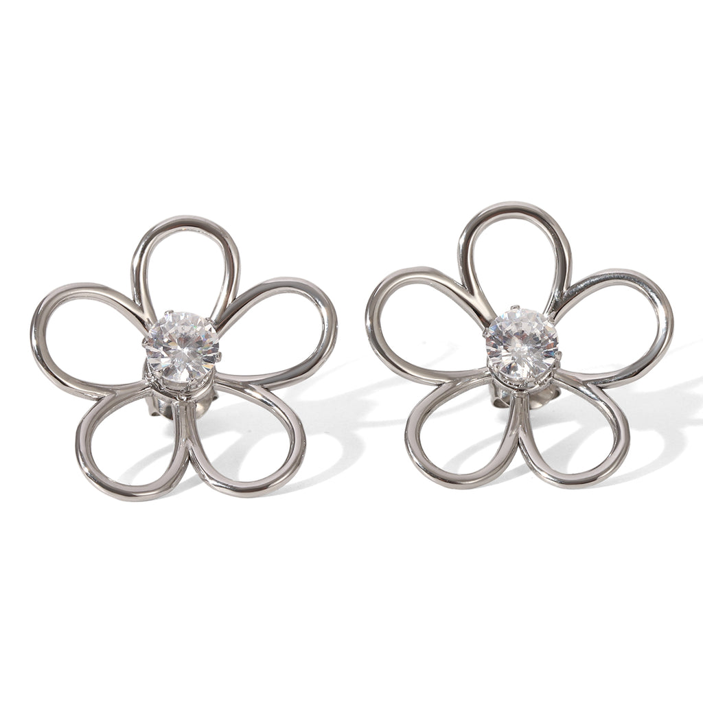 ORECCHINI FLOWERS IN ARGENTO ACCIAIO INOX 304