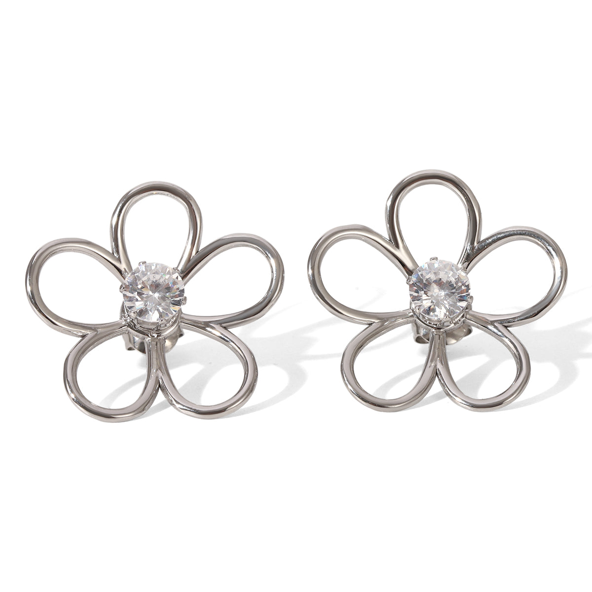 ORECCHINI FLOWERS IN ARGENTO ACCIAIO INOX 304