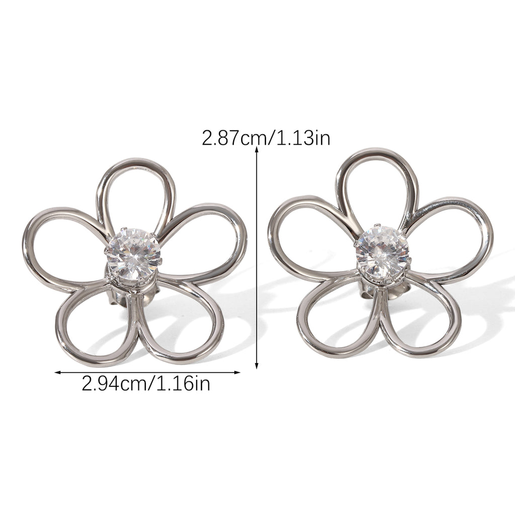 ORECCHINI FLOWERS IN ARGENTO ACCIAIO INOX 304