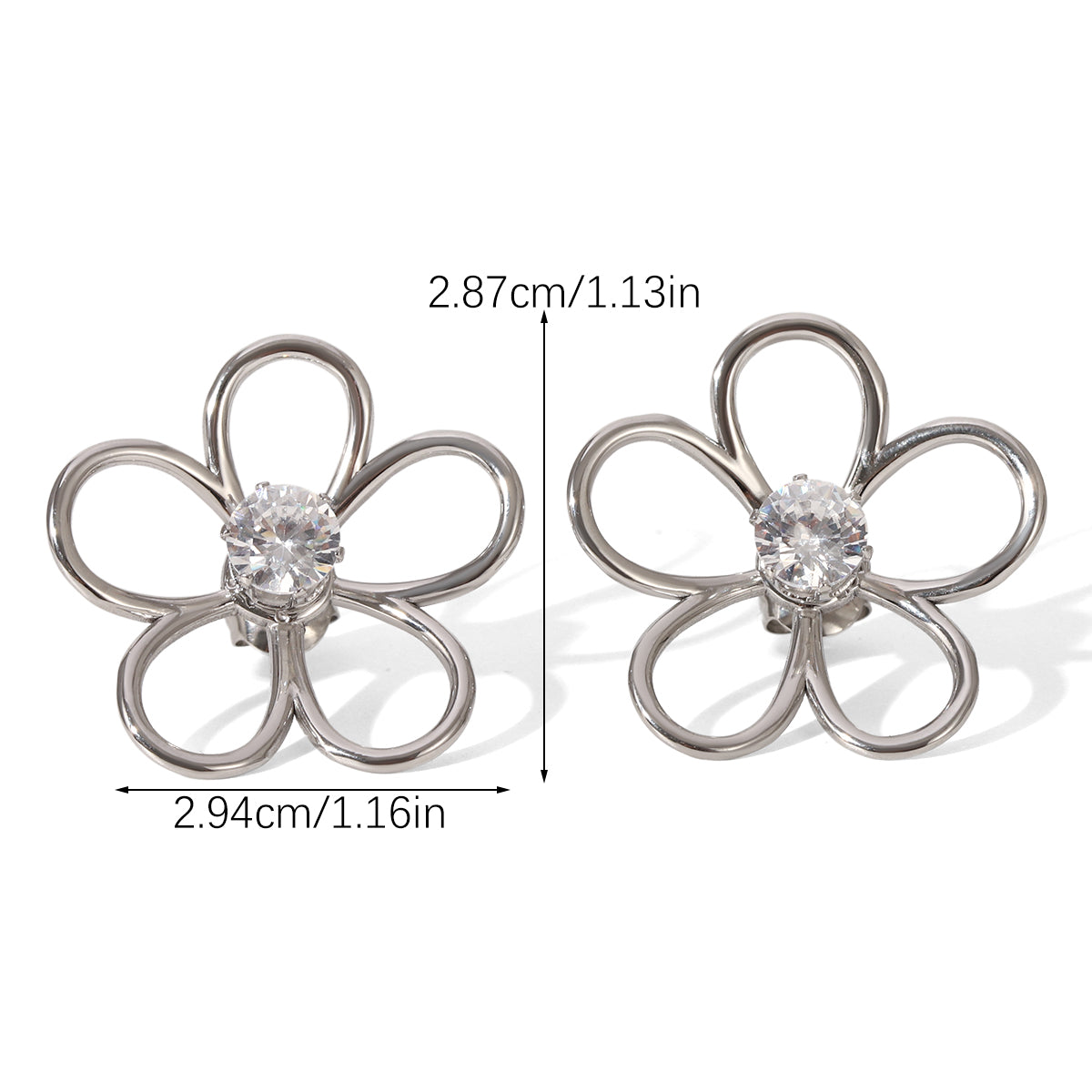 ORECCHINI FLOWERS IN ARGENTO ACCIAIO INOX 304