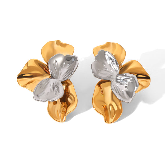 ORECCHINI PETALI IN ORO-ARGENTO ACCIAIO INOX 304