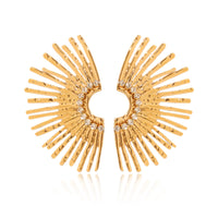 ORECCHINI VENTAGLIO GOLD CON STRASS ACCIAIO INOX 304