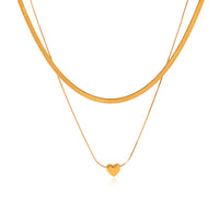 COLLANA SNAKE DOPPIO FILO A CUORE GOLD ACCIAIO INOX 304 REGOLABILE