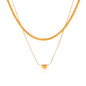 COLLANA SNAKE DOPPIO FILO A CUORE GOLD ACCIAIO INOX 304 REGOLABILE