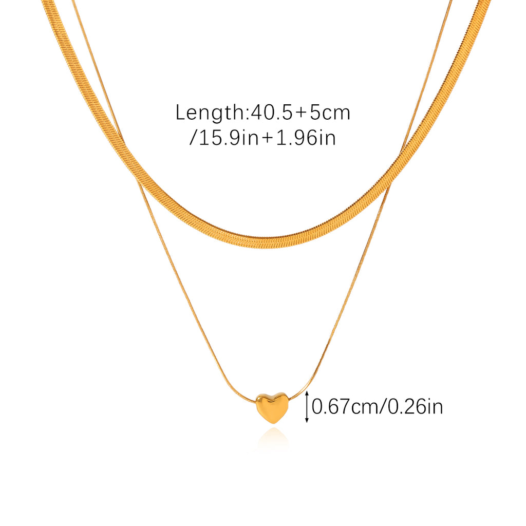 COLLANA SNAKE DOPPIO FILO A CUORE GOLD ACCIAIO INOX 304 REGOLABILE