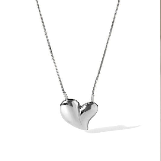 COLLANA BATTICUORE ARGENTO ACCIAO INOX 304