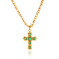 COLLANA CROCE SMERALDO ACCIAIO INOX 304