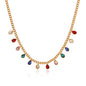 COLLANA A GOCCIA CON ZIRCONI COLORATI ACCIAIO INOX 304