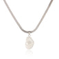 COLLANA SNAKE ARGENTO CON CIONDOLO PERLA ACCIAIO INOX 304