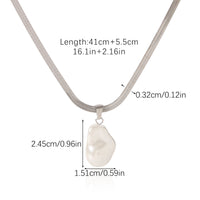 COLLANA SNAKE ARGENTO CON CIONDOLO PERLA ACCIAIO INOX 304