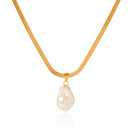 COLLANA SNAKE GOLD CON CIONDOLO PERLA ACCIAIO INOX 304 REGOLABILE