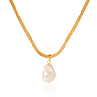 COLLANA SNAKE GOLD CON CIONDOLO PERLA ACCIAIO INOX 304 REGOLABILE