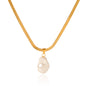 COLLANA SNAKE GOLD CON CIONDOLO PERLA ACCIAIO INOX 304 REGOLABILE