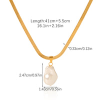 COLLANA SNAKE GOLD CON CIONDOLO PERLA ACCIAIO INOX 304 REGOLABILE