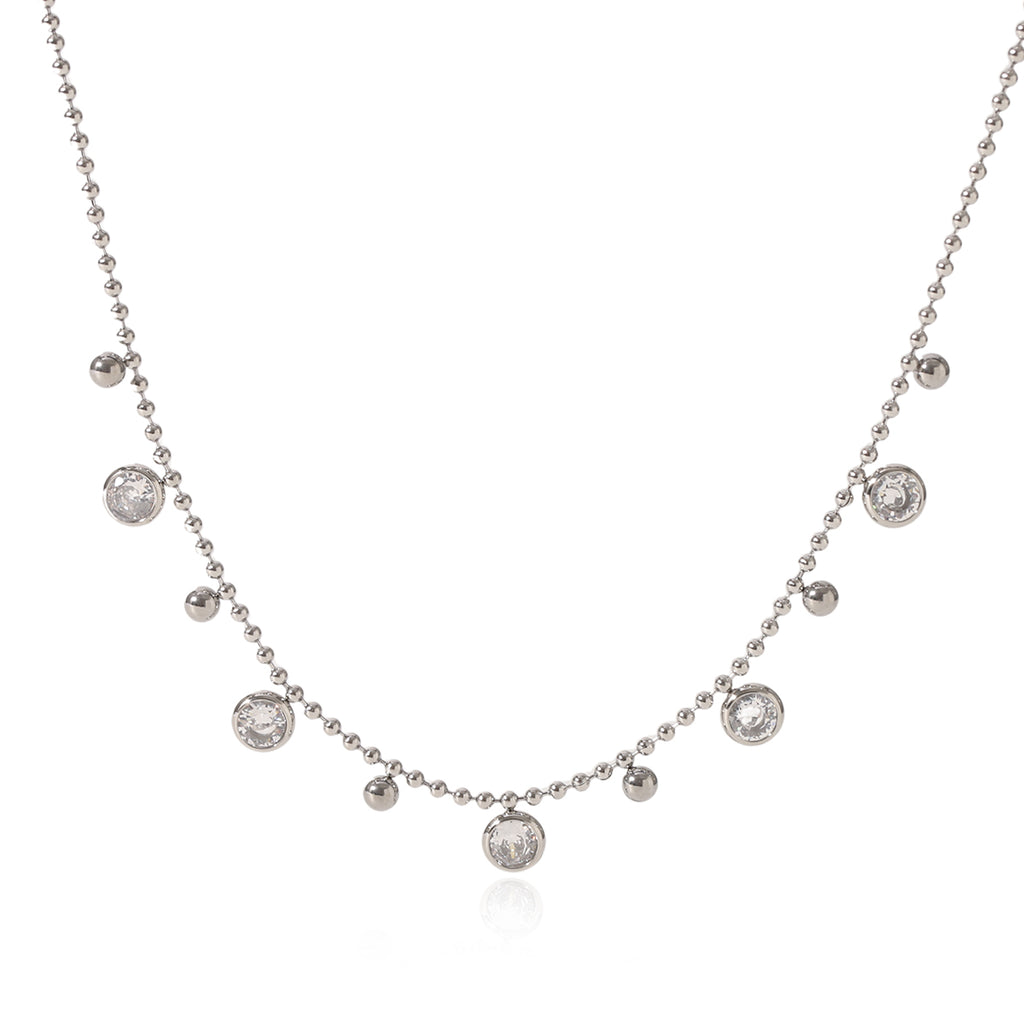 COLLANA DIAMOND CON ZIRCONI  ACCIAIO INOX 304