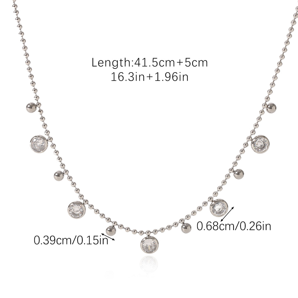 COLLANA DIAMOND CON ZIRCONI  ACCIAIO INOX 304