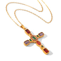 COLLANA ROOD IN ORO IMPREZIOSITA CON PIETRE MULTICOLR ACCIAIO INOX 304 REGOLABILE