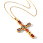 COLLANA ROOD IN ORO IMPREZIOSITA CON PIETRE MULTICOLR ACCIAIO INOX 304 REGOLABILE