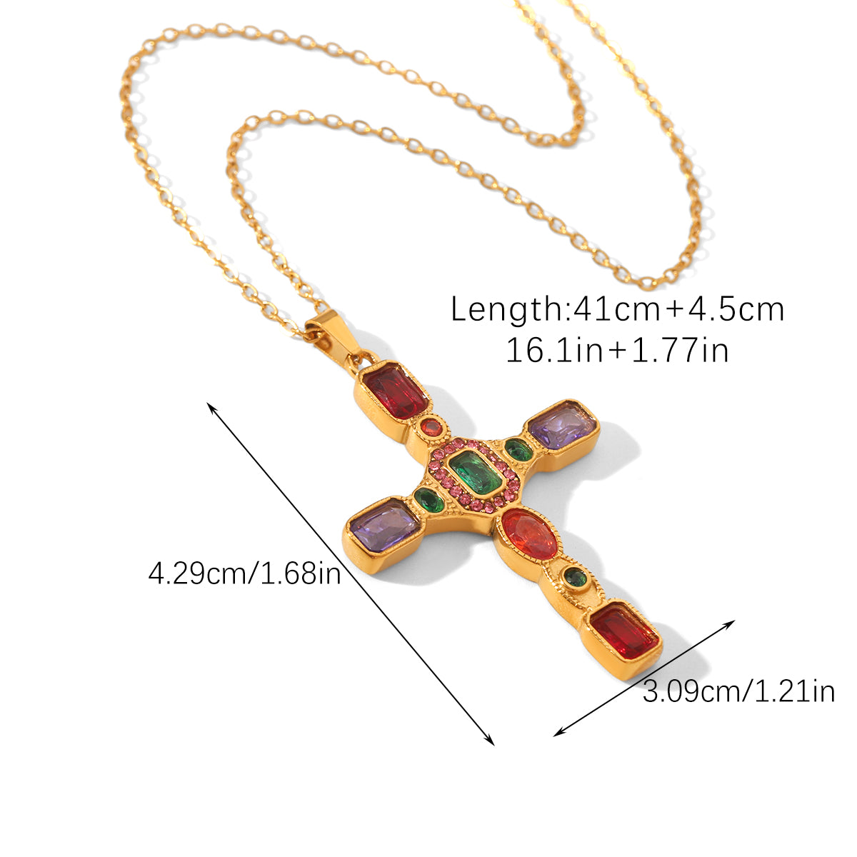 COLLANA ROOD IN ORO IMPREZIOSITA CON PIETRE MULTICOLR ACCIAIO INOX 304 REGOLABILE