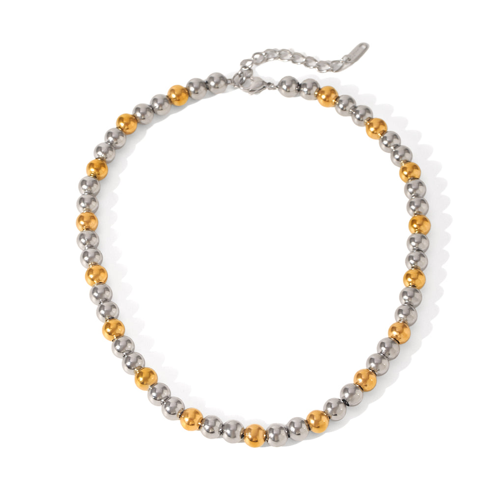 COLLANA SFERE LUMINOSE ORO/ARGENTO ACCIAIO INOX 304 REGOLABILE