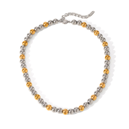 COLLANA SFERE LUMINOSE ORO/ARGENTO ACCIAIO INOX 304 REGOLABILE