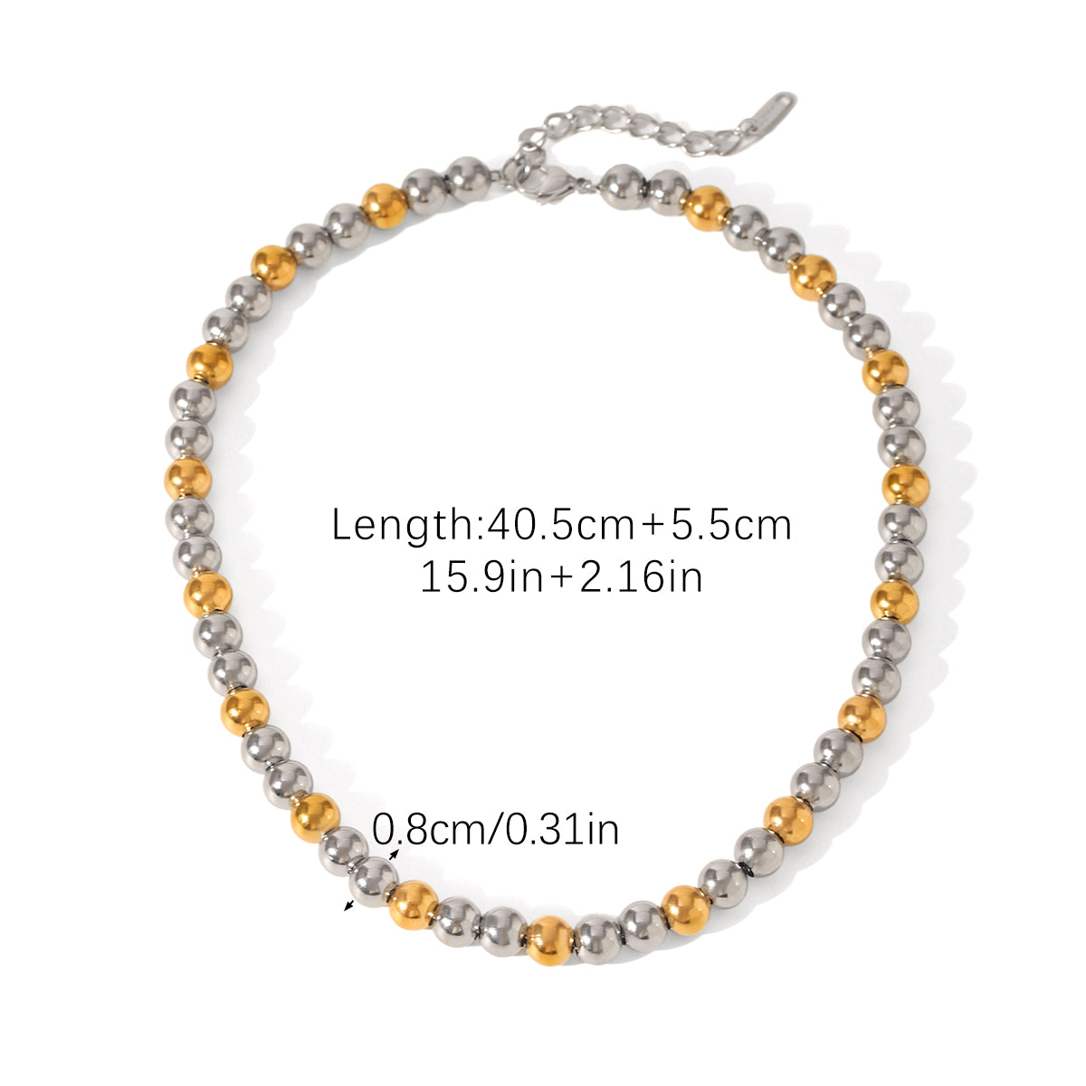COLLANA SFERE LUMINOSE ORO/ARGENTO ACCIAIO INOX 304 REGOLABILE