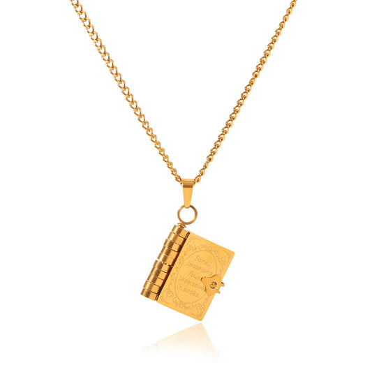 COLLANA SECRET BOOK ORO ACCIAIO INOX 304 REGOLABILE