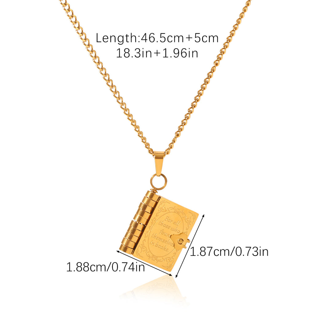 COLLANA SECRET BOOK ORO ACCIAIO INOX 304 REGOLABILE