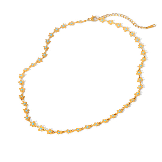 COLLANA PRIMAVERA CON PIETRE COLORATE REGOLABILE ACCIAIO INOX 304