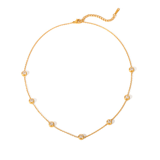 COLLANA SERENITY IN  ORO CON ZIRCONI  REGOLABILE ACCIAIO INOX 304