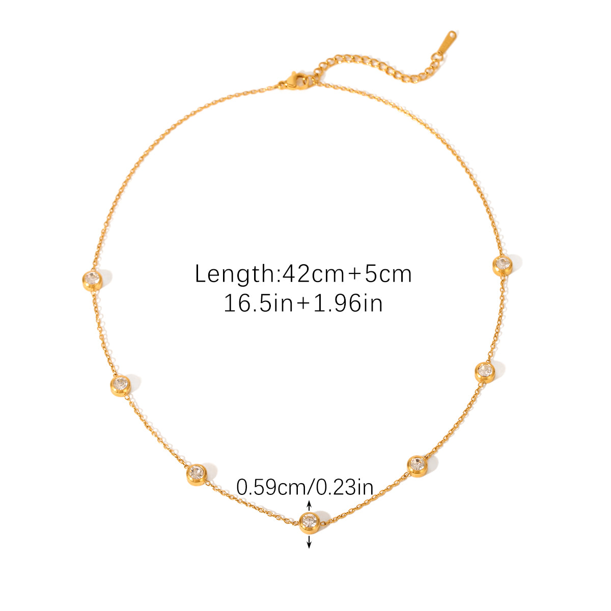 COLLANA SERENITY IN  ORO CON ZIRCONI  REGOLABILE ACCIAIO INOX 304