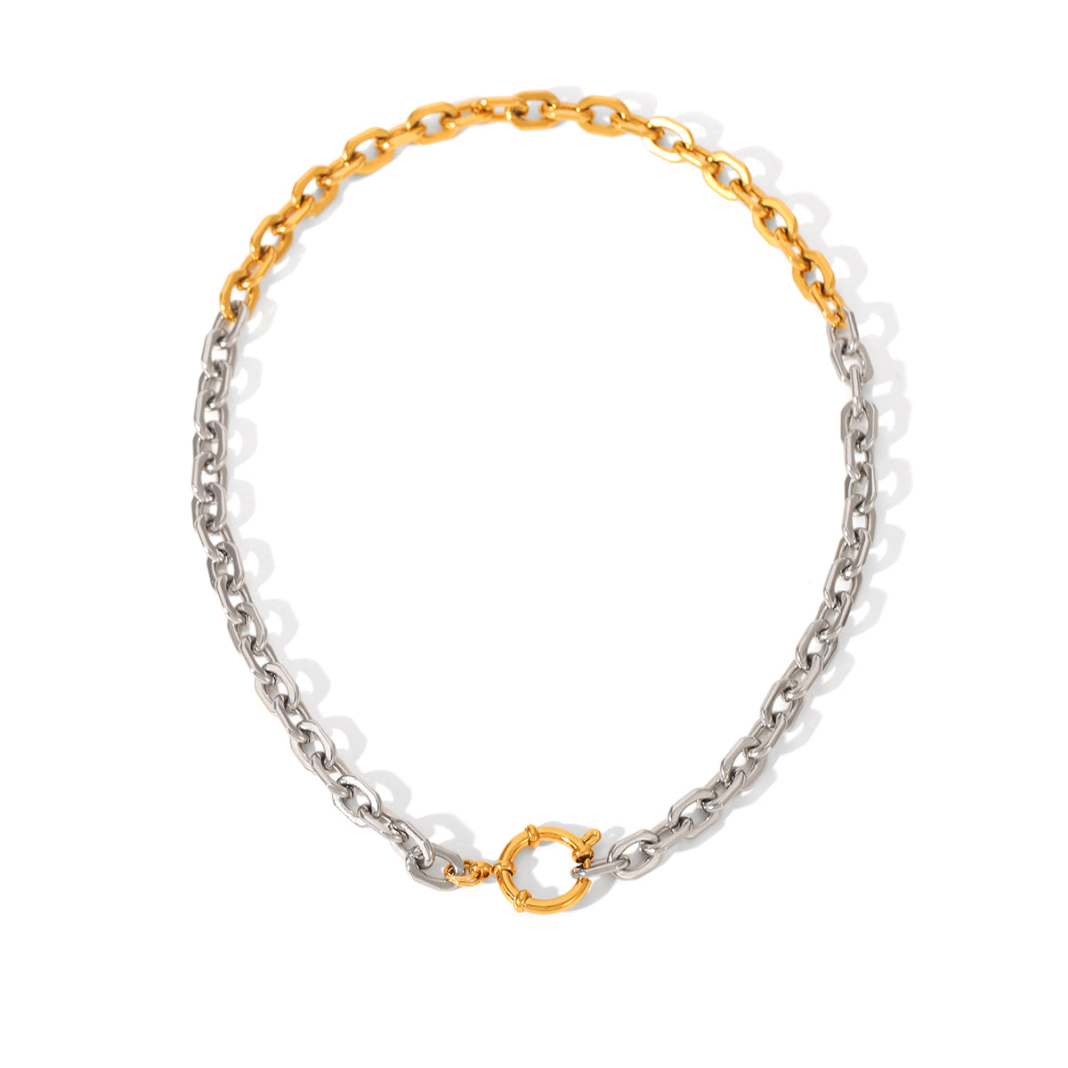 COLLANA CATENA ORO E ARGENTO IN ACCIAIO INOX 304