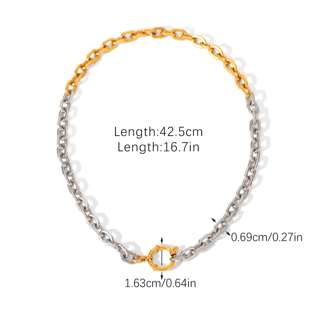 COLLANA CATENA ORO E ARGENTO IN ACCIAIO INOX 304