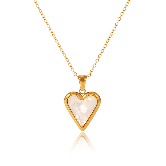 COLLANA BATTICUORE MADREPERLA ACCIAIO INOX 304