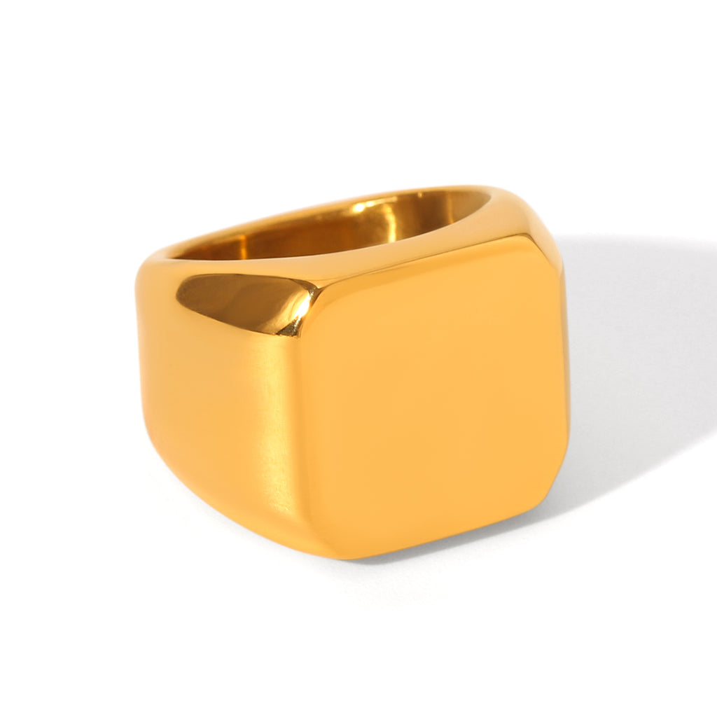 ANELLO CHEVALIER LISCIO GOLD ACCIAIO INOX 304 MIS.9