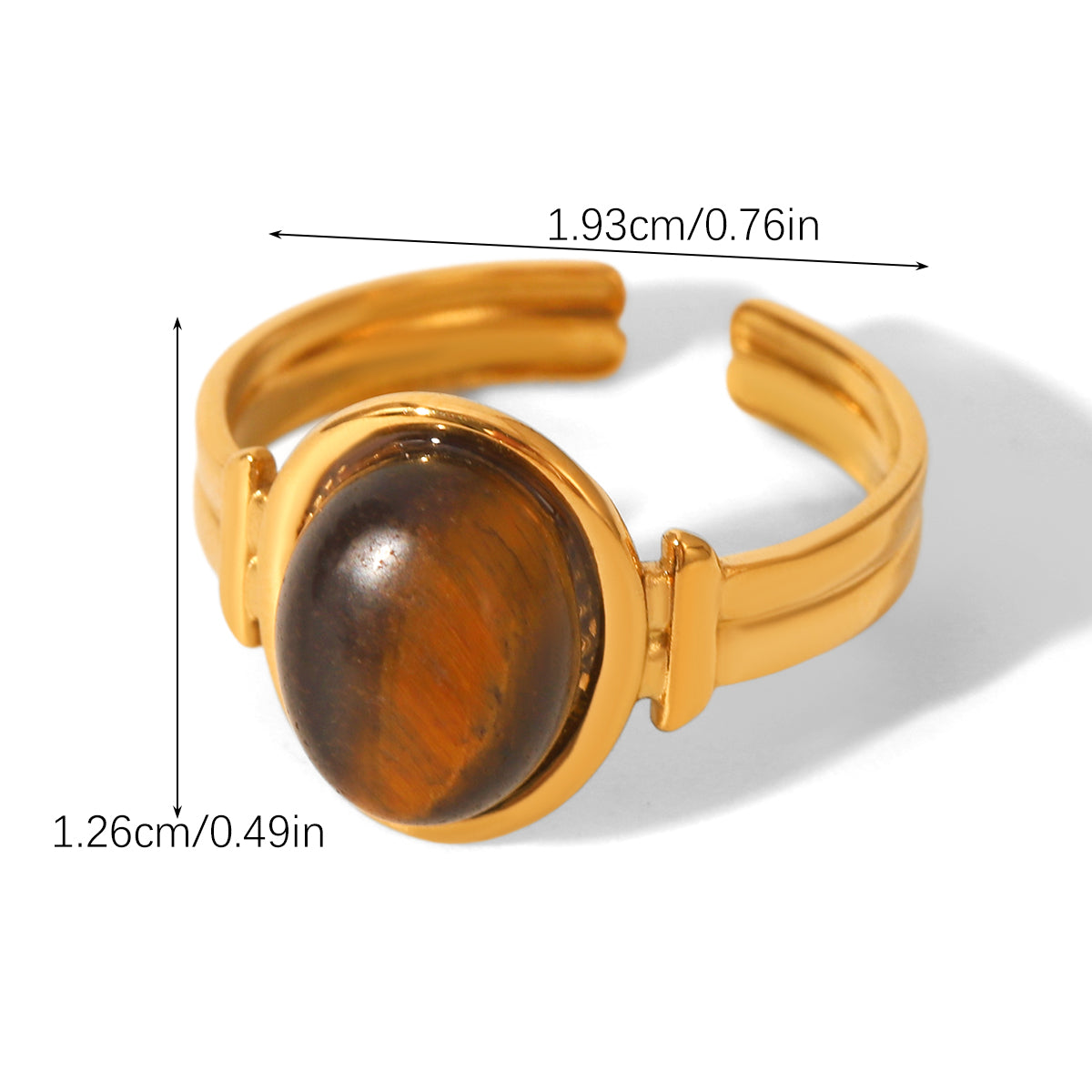 ANELLO NATURE CON PIETRA TIGER ACCIAIO INOX 304 REGOLABILE