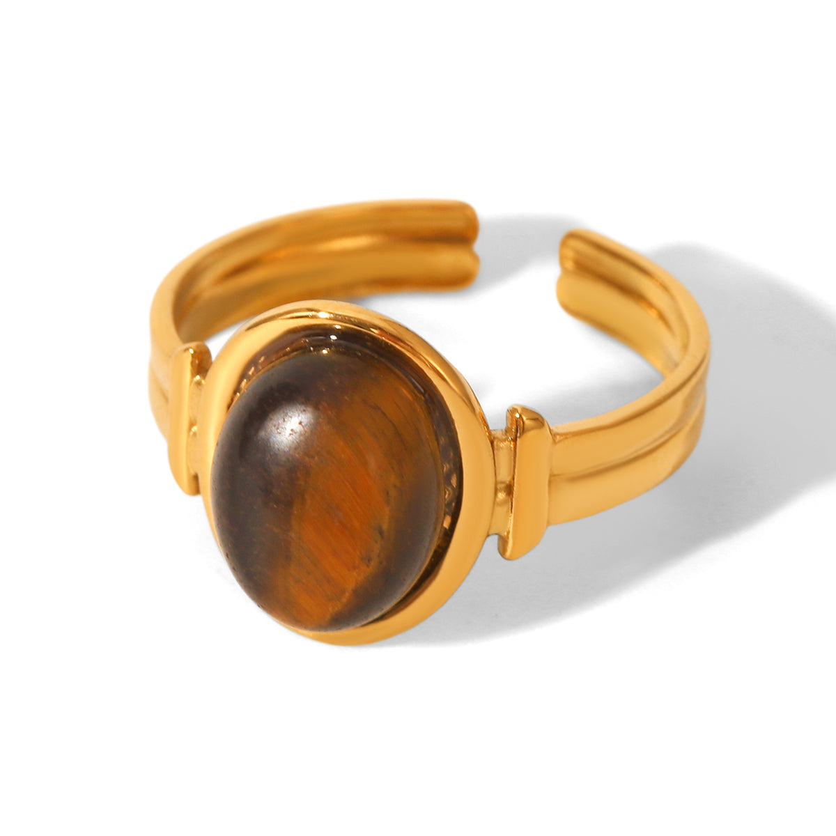 ANELLO NATURE CON PIETRA TIGER ACCIAIO INOX 304 REGOLABILE