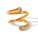 ANELLO DIAMOND SPIRALE IN ORO CON ZIRCONI ACCIAIO INOX 304