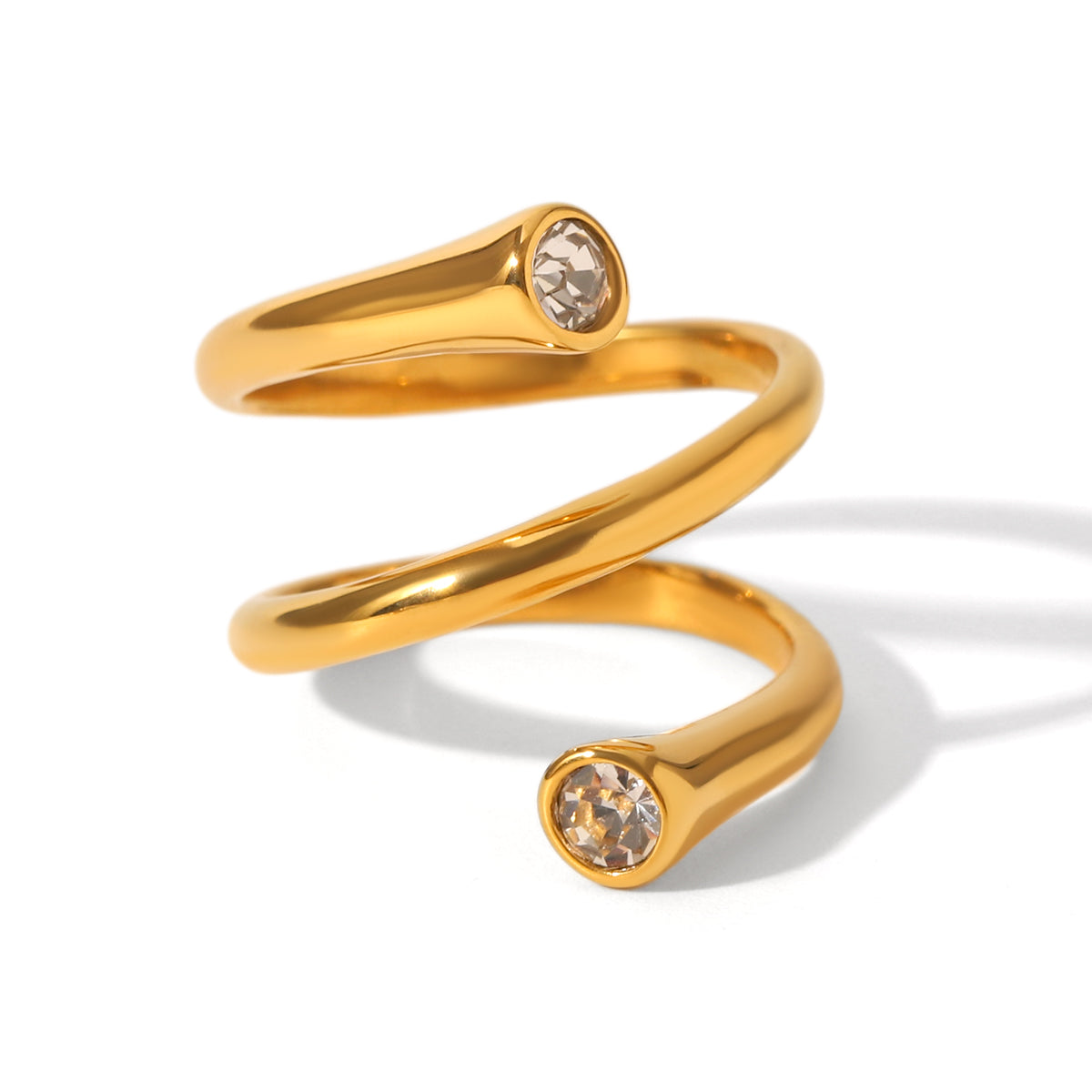 ANELLO DIAMOND SPIRALE IN ORO CON ZIRCONI ACCIAIO INOX 304