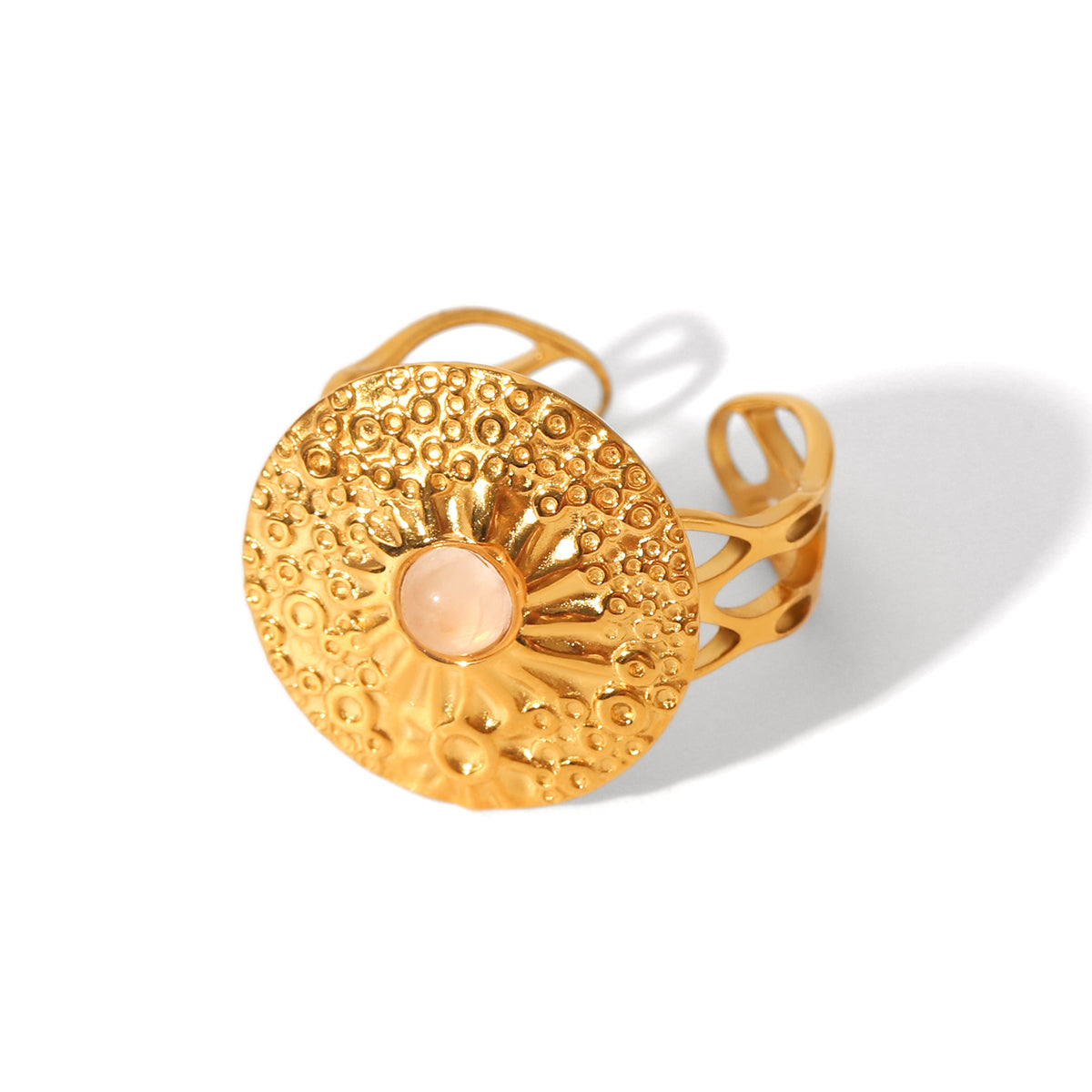 ANELLO EYE  CON PIETRA CUORE ACCIAIO INOX 304 REGOLABILE