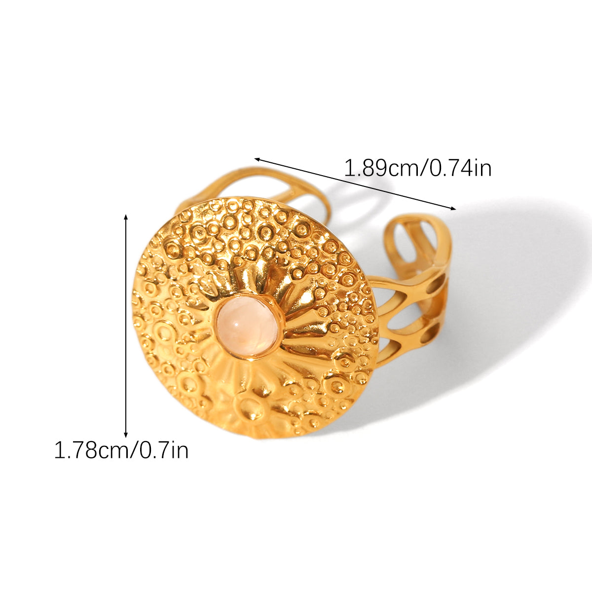 ANELLO EYE  CON PIETRA CUORE ACCIAIO INOX 304 REGOLABILE