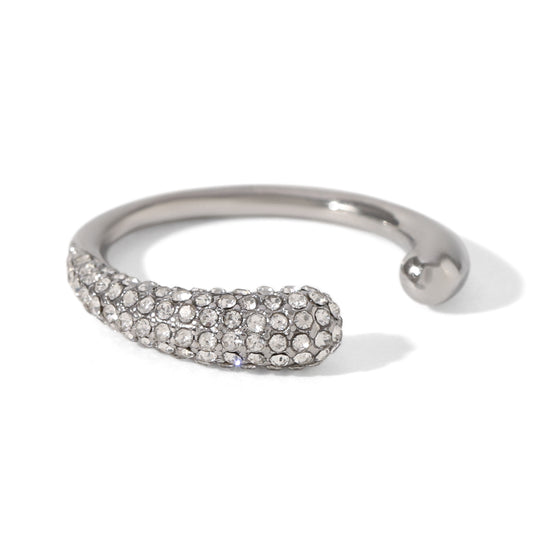 ANELLO SNAKE SILVER CON STRASS ACCIAIO INOX 304 REGOLABILE