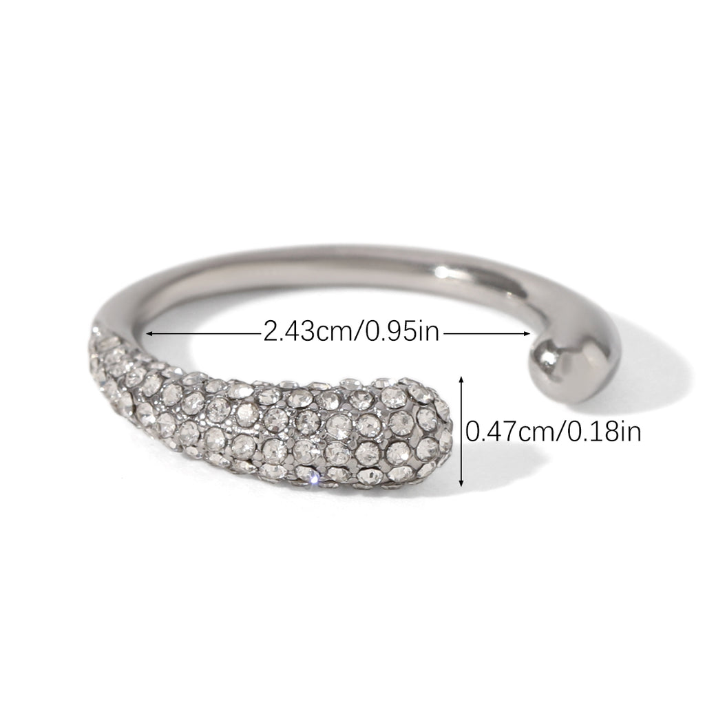ANELLO SNAKE SILVER CON STRASS ACCIAIO INOX 304 REGOLABILE