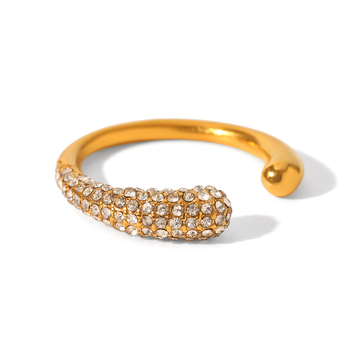 ANELLO SNAKE GOLD CON STRASS ACCIAIO INOX 304 REGOLABILE