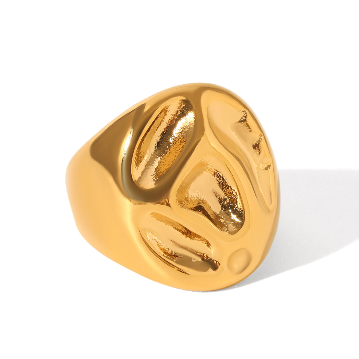 ANELLO CHEVALIER ORO MARTELLATO MIS.8 ACCIAIO INOX 304