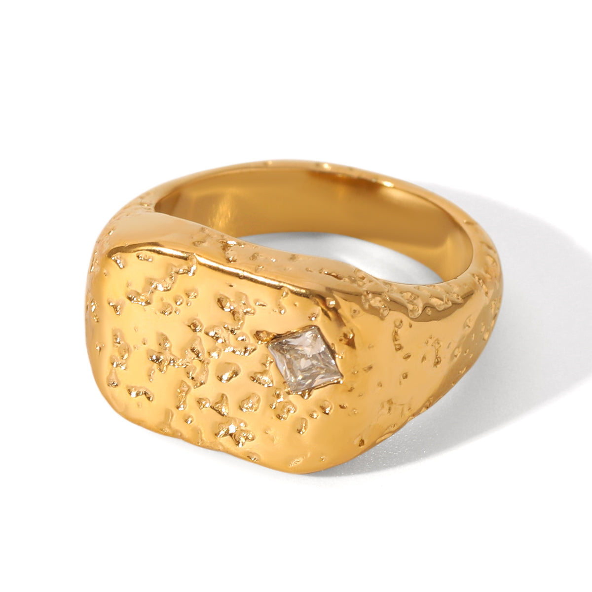 ANELLO CHEVALIER ORO CON ZIRCONE MIS.8 ACCIAIO INOX 304