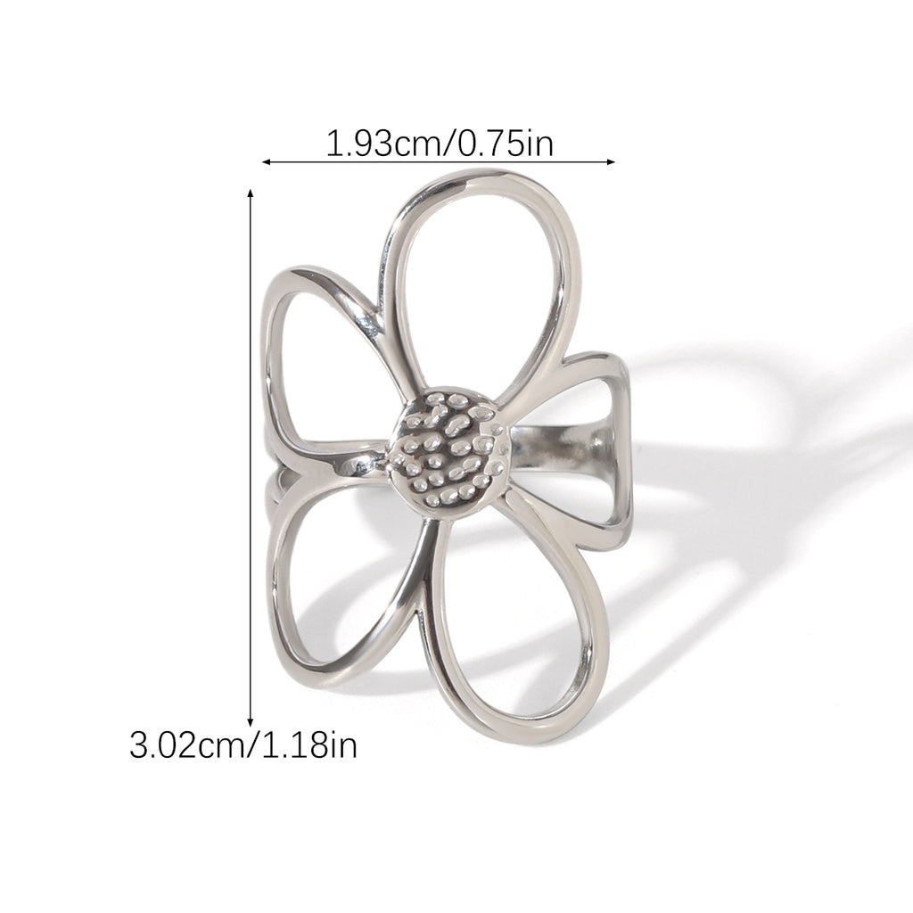 ANELLO FLOWERS IN ARGENTO ACCIAIO INOX 304