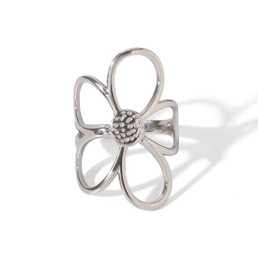 ANELLO FLOWERS IN ARGENTO ACCIAIO INOX 304