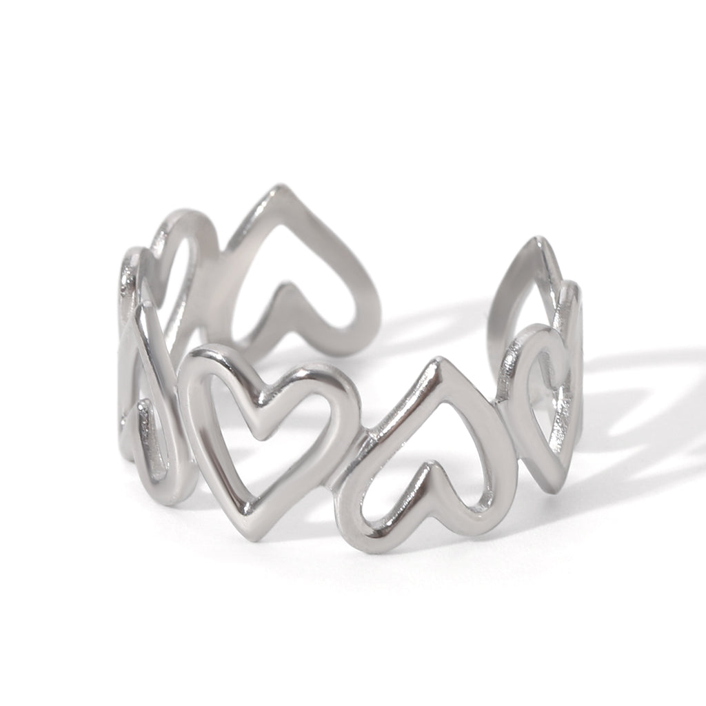 ANELLO CUORICINI IN ARGENTO ACCIAIO INOX 304